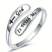 💍 Scripture Sterling Silver Rings — “Faith Over Fear” & “God Is With Me”
