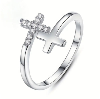 ✝️ Faithfully Joined Cross Ring (Silver & Gold)