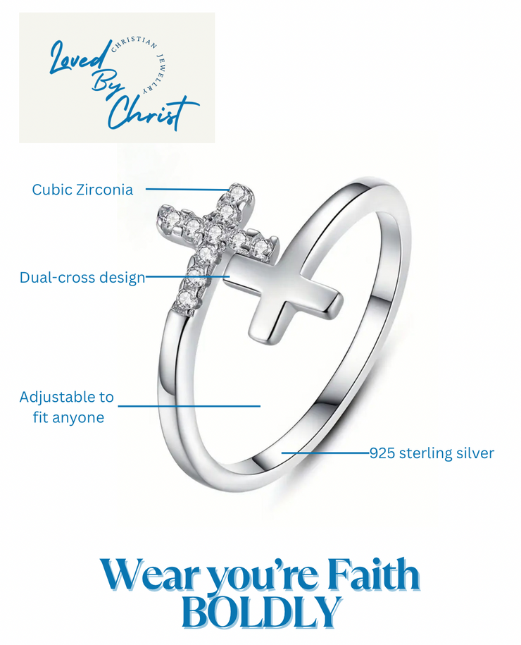 ✝️ Faithfully Joined Cross Ring (Silver & Gold)