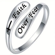 💍 Scripture Sterling Silver Rings — “Faith Over Fear” & “God Is With Me”