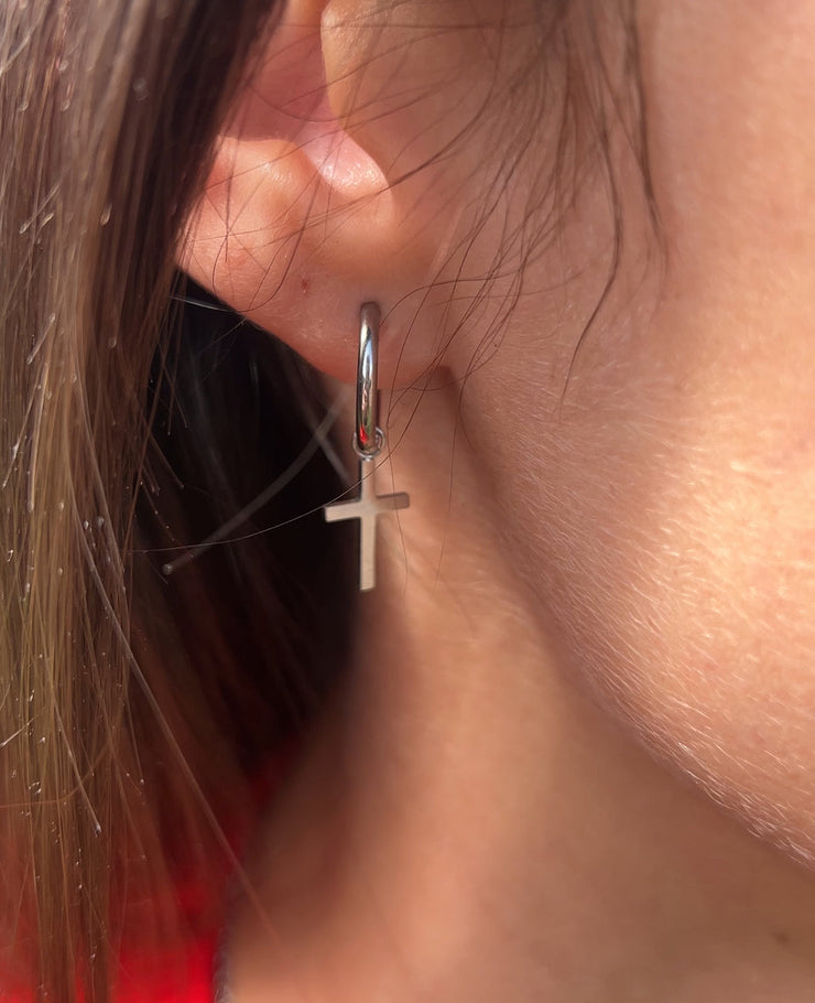 ✨ Gracefully Anchored Cross Earrings (Silver & Gold)