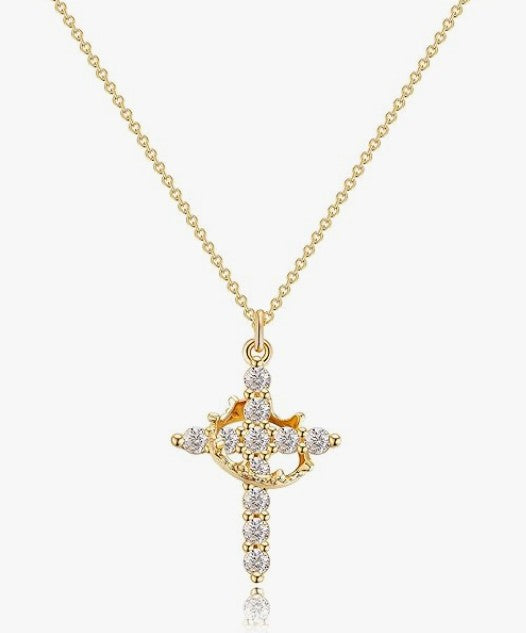 👑Crowned in Faith Cross Necklace (Gold & Silver)